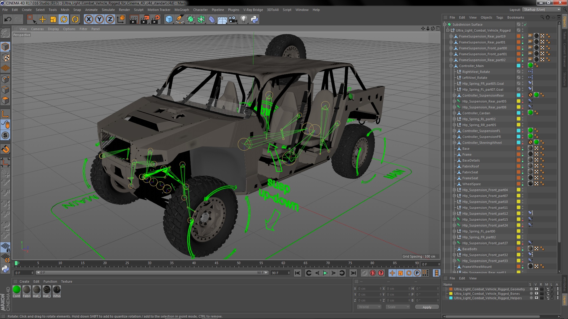 Ultra Light Combat Vehicle Rigged for Cinema 4D 3D