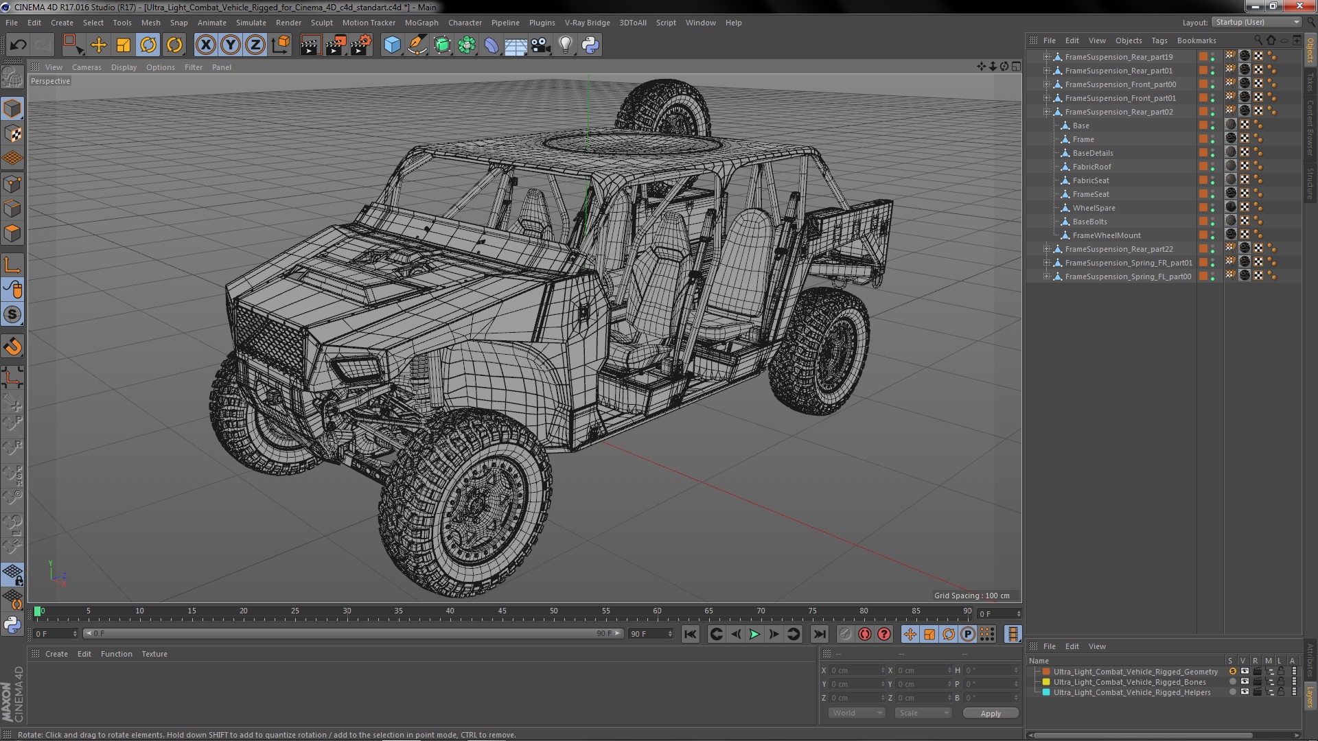 Ultra Light Combat Vehicle Rigged for Cinema 4D 3D