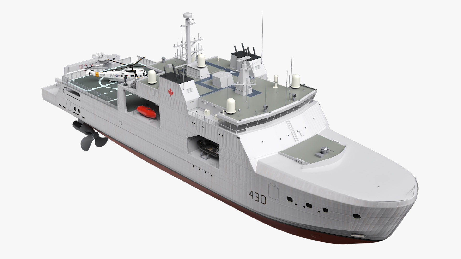 3D Harry DeWolf-Class Offshore Patrol Vessel With Sikorsky Helicopter