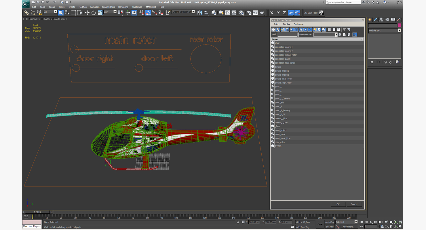 3D Helicopter RT216 Rigged model