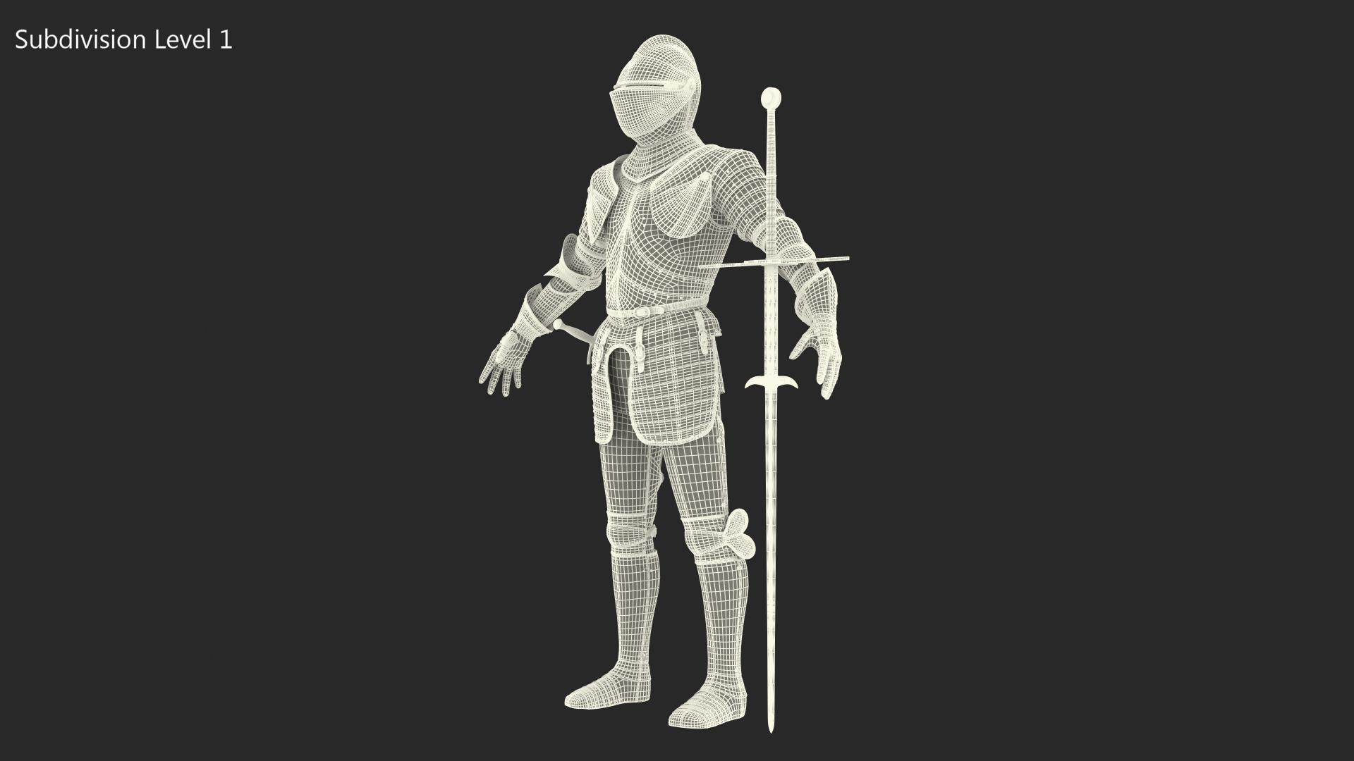 3D Polished Plate Armor with Zweihander Rigged model