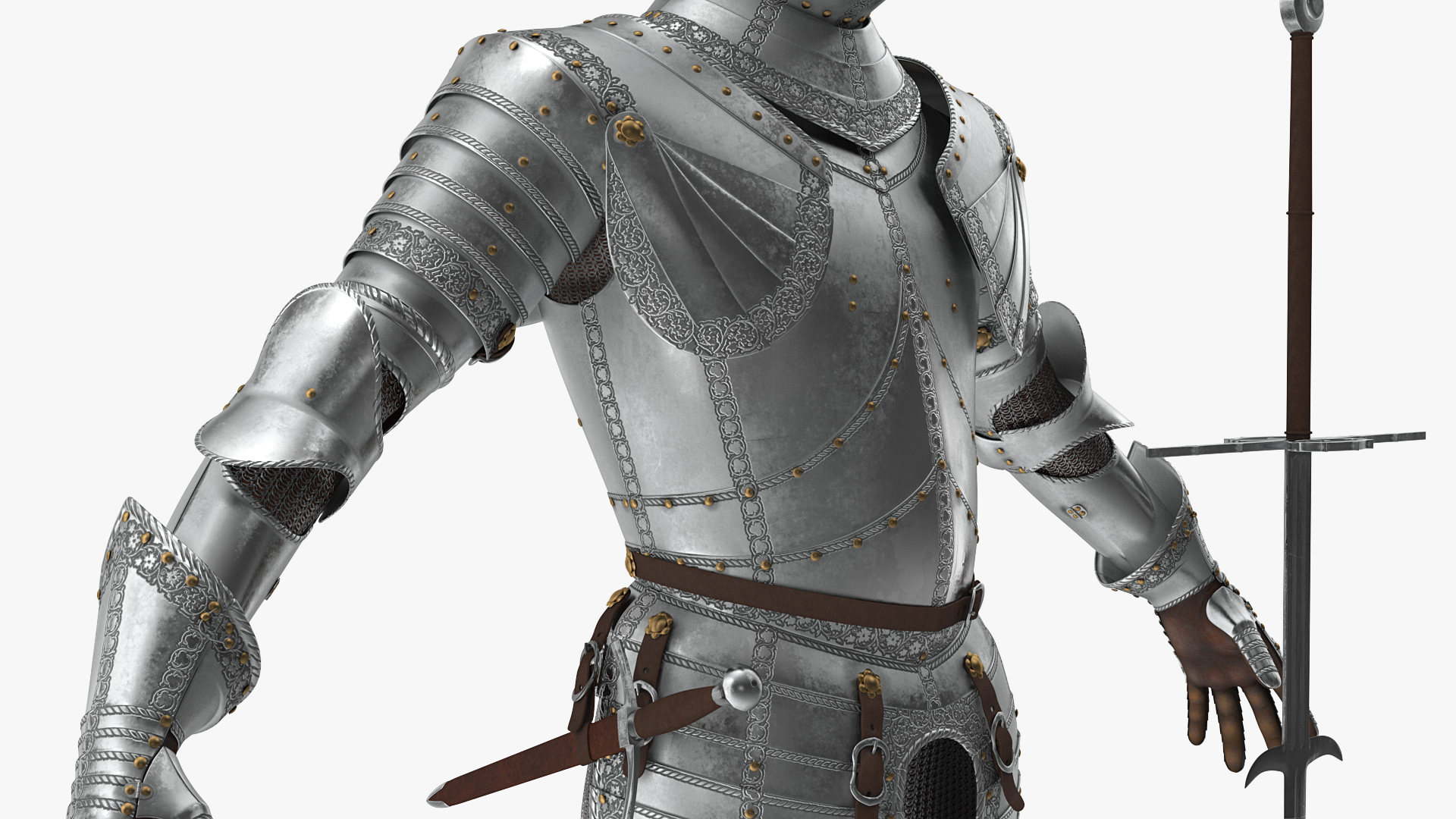 3D Polished Plate Armor with Zweihander Rigged model