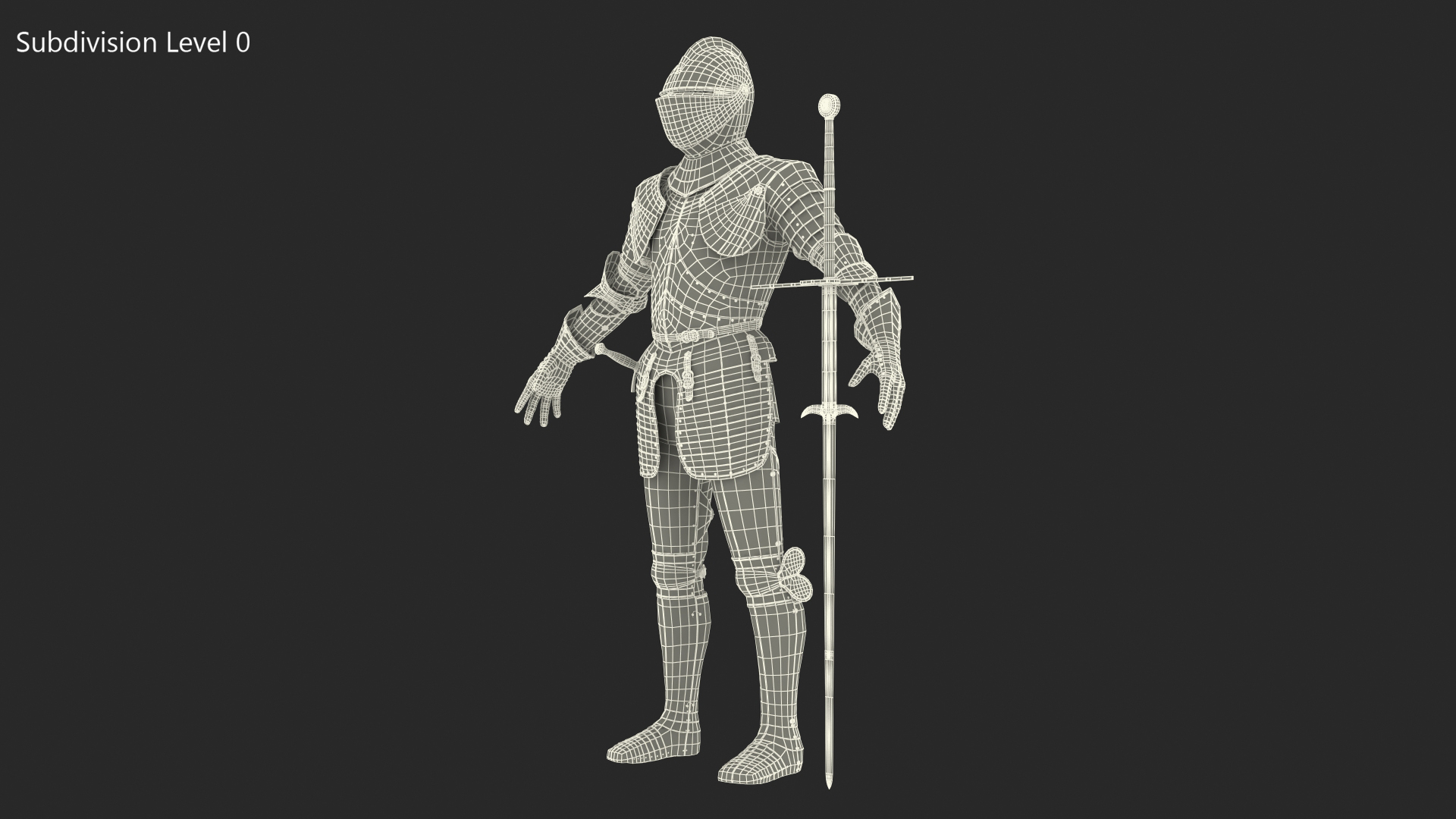 3D Polished Plate Armor with Zweihander Rigged model