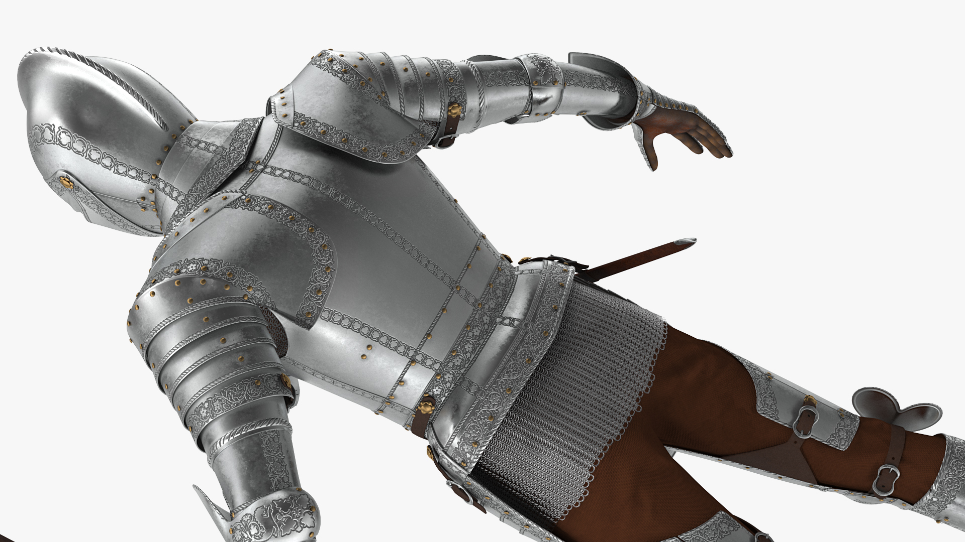 3D Polished Plate Armor with Zweihander Rigged model