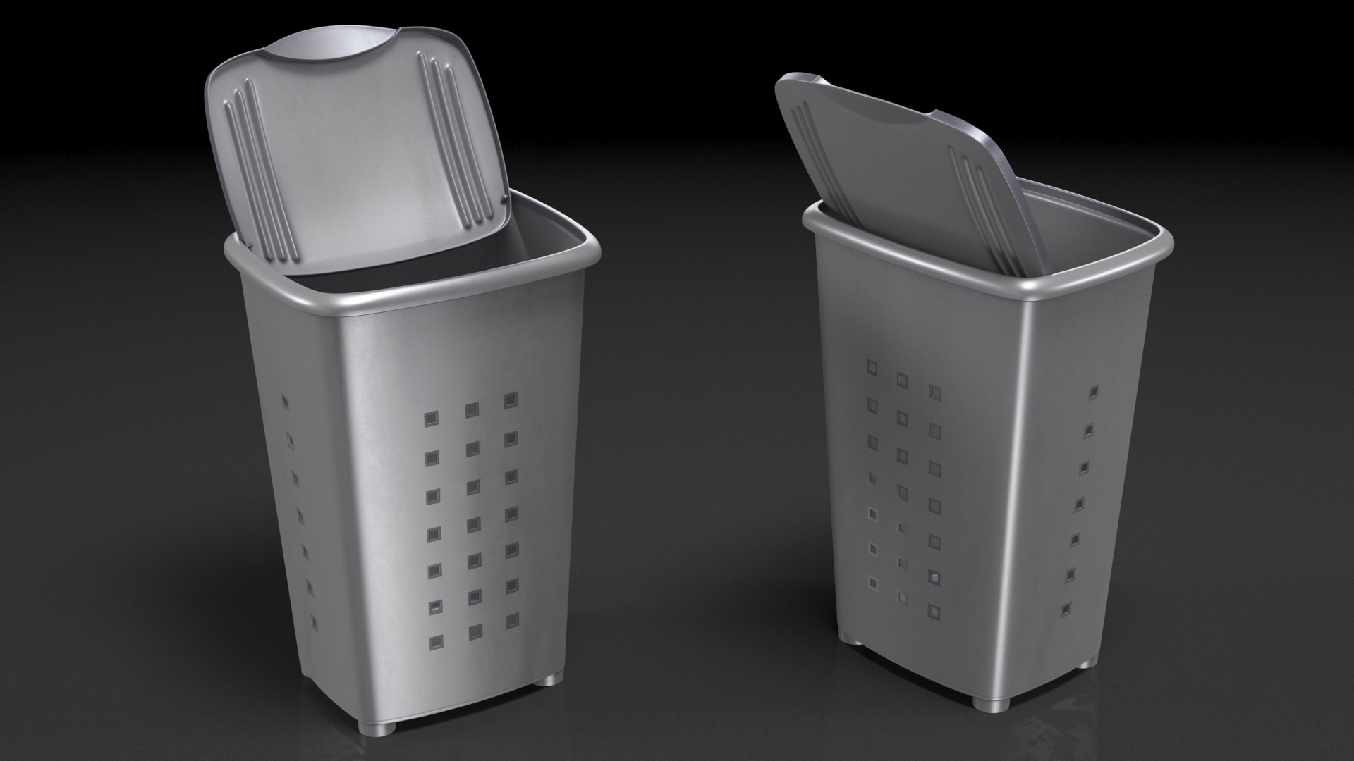 Plastic Laundry Basket Silver 3D model