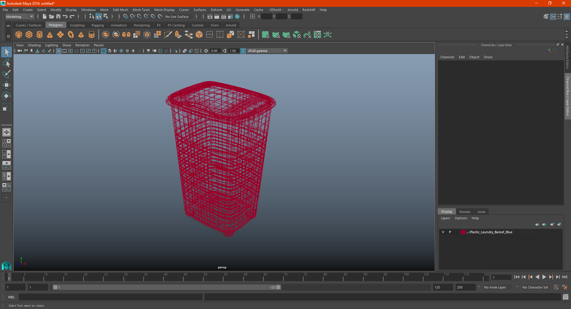 Plastic Laundry Basket Silver 3D model