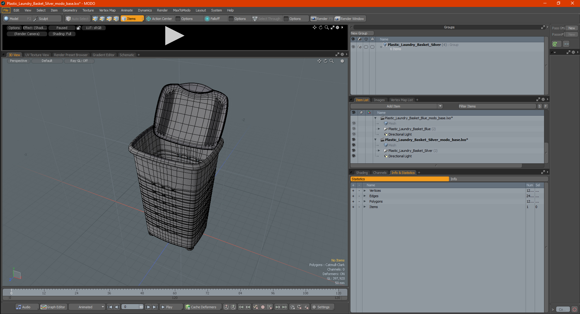 Plastic Laundry Basket Silver 3D model