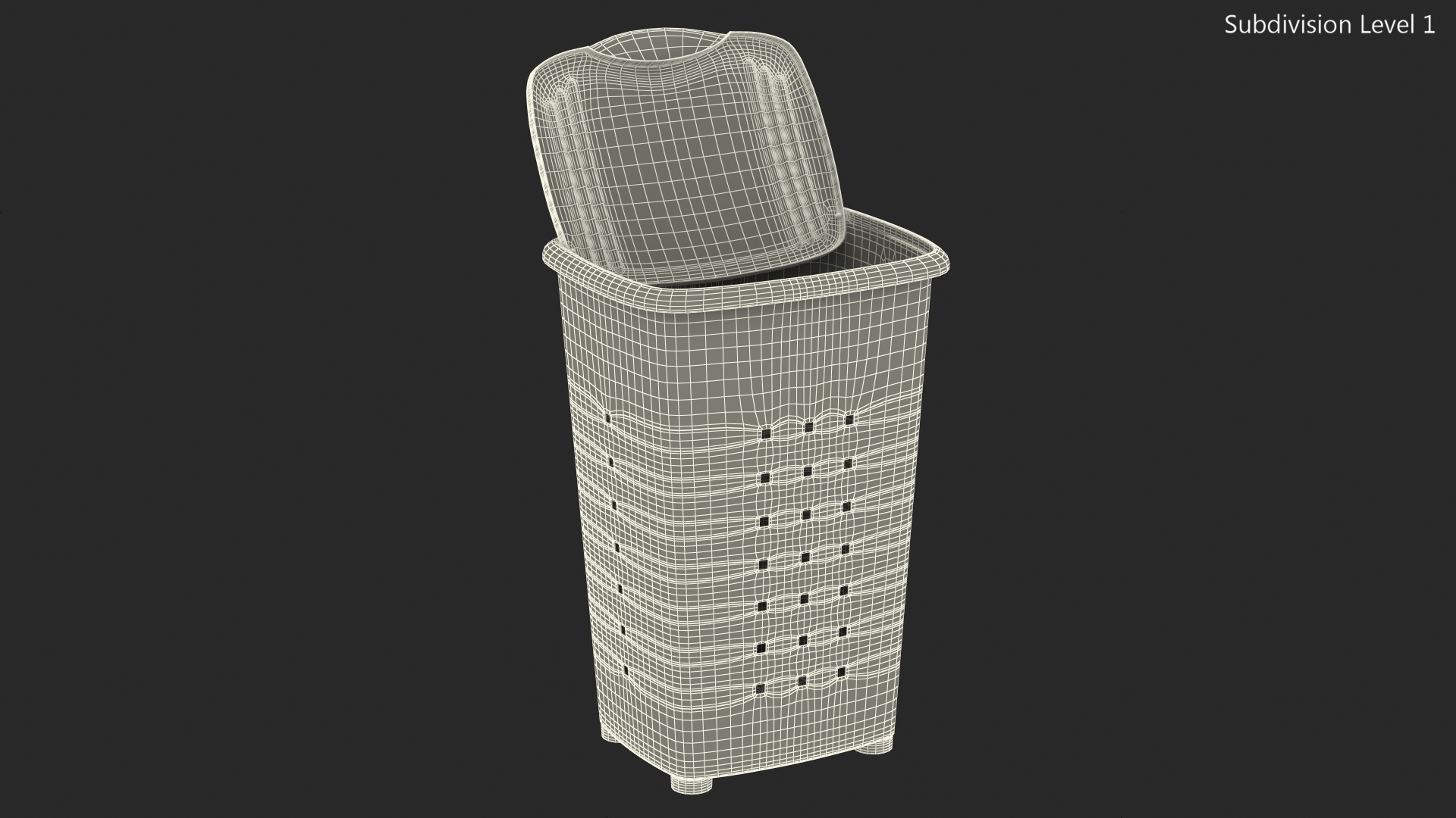 Plastic Laundry Basket Silver 3D model