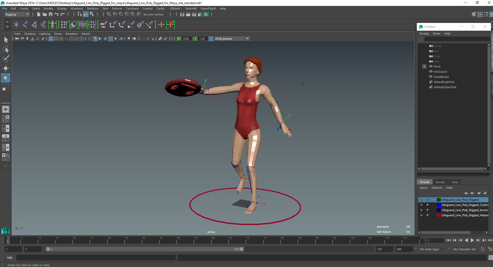 Lifeguard Low Poly Rigged for Maya 3D model