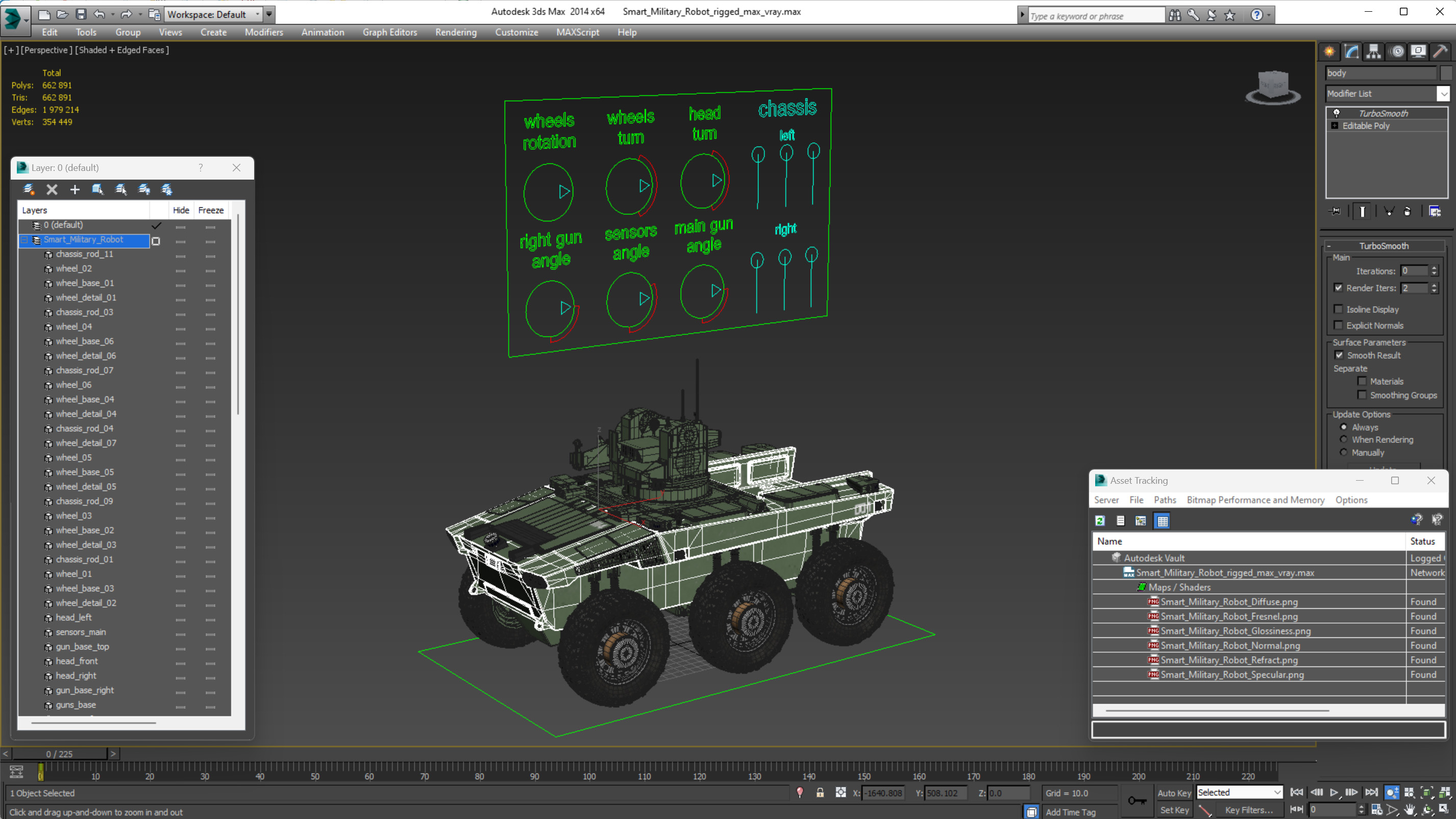 Smart Military Robot Rigged 3D