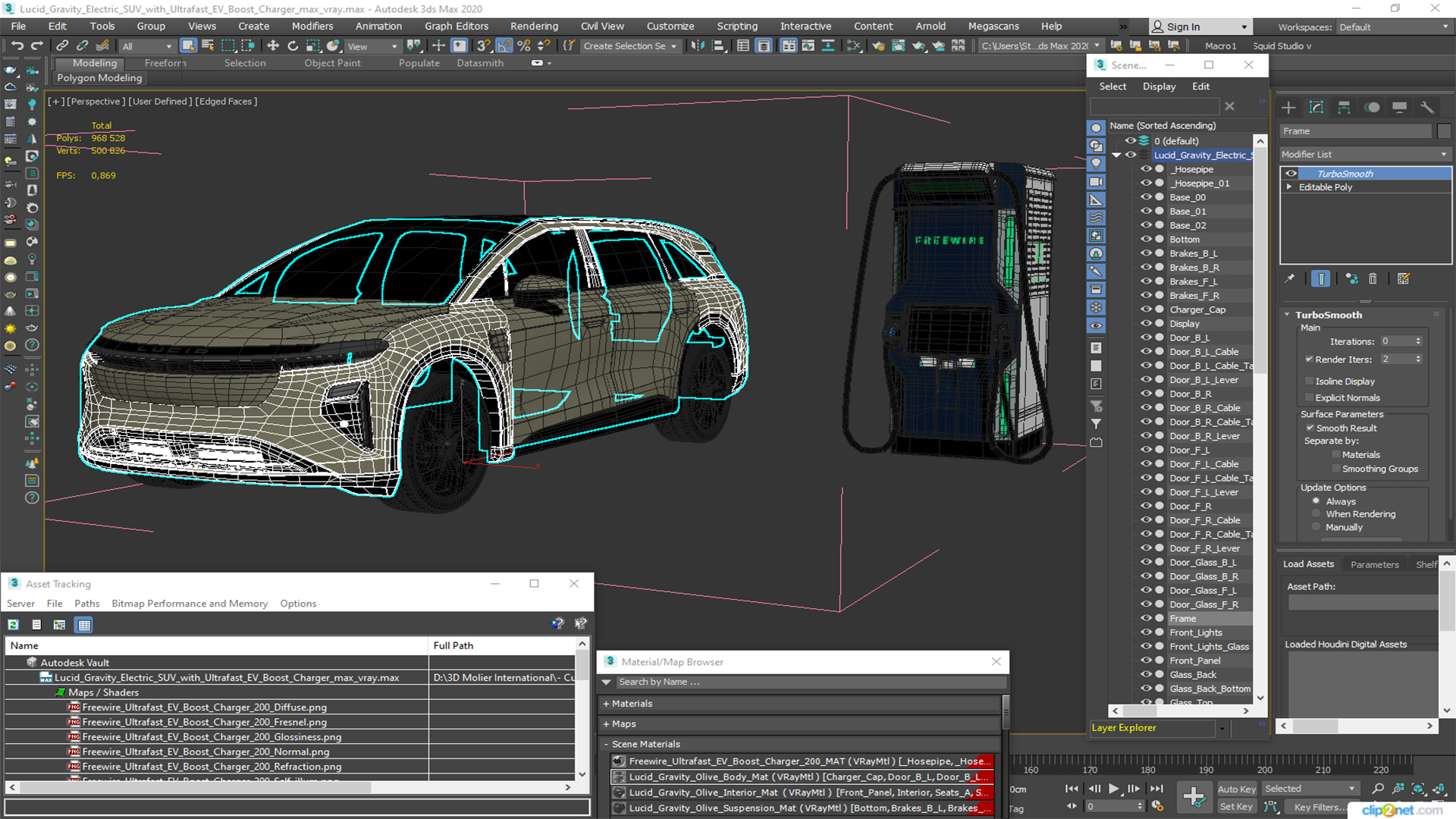 3D Lucid Gravity Electric SUV with Ultrafast EV Boost Charger model