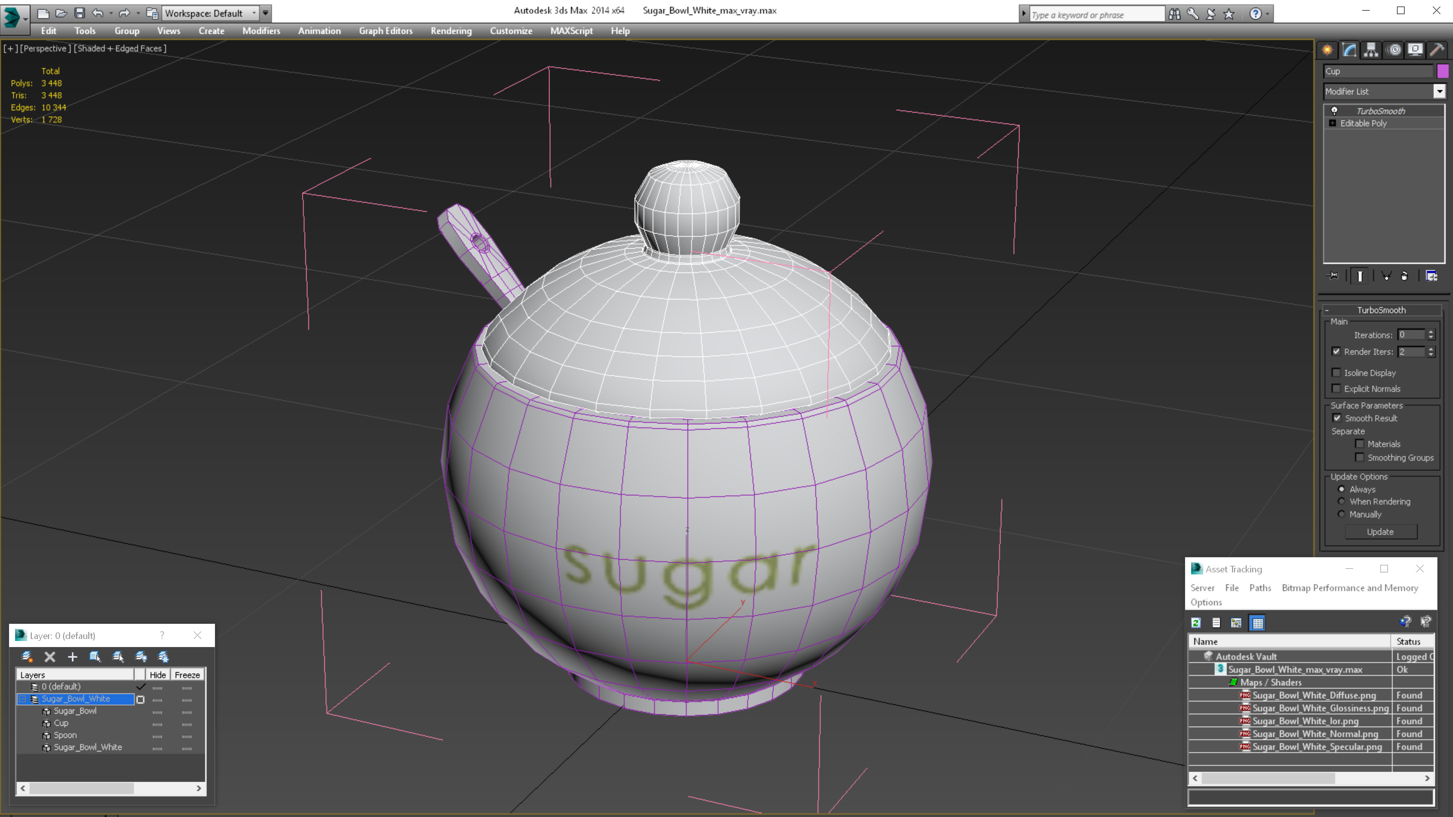 3D Sugar Bowl White