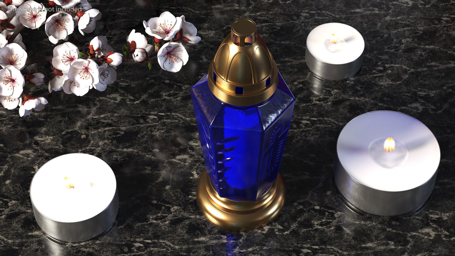 3D model Blue Glass Lantern Eternal Candle Holder