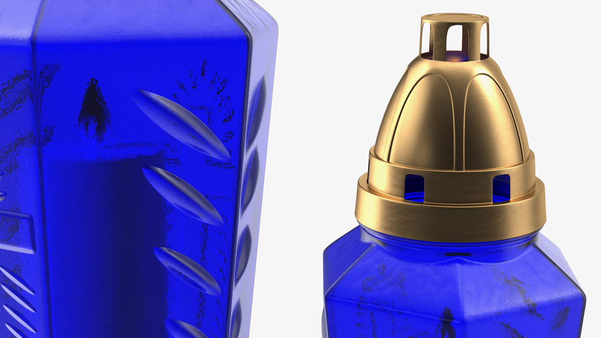 3D model Blue Glass Lantern Eternal Candle Holder