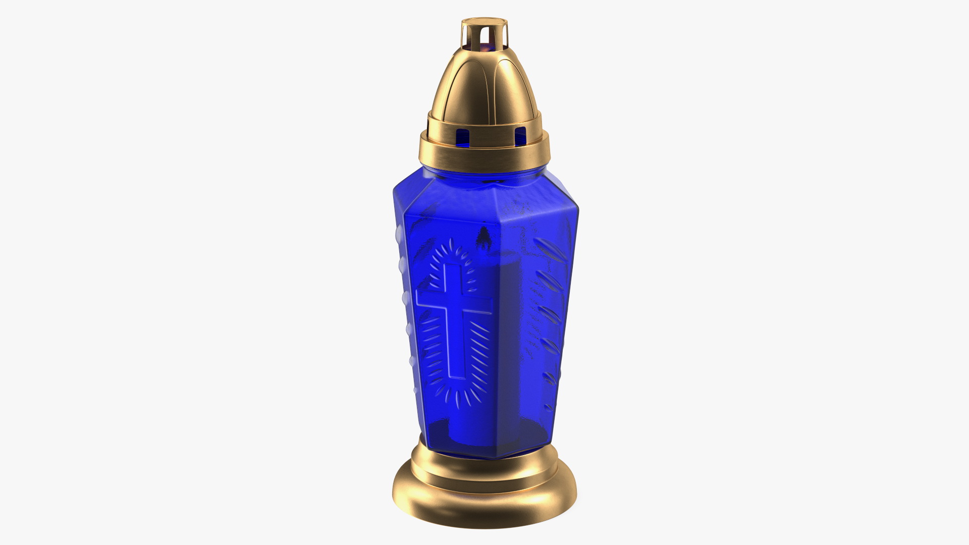 3D model Blue Glass Lantern Eternal Candle Holder