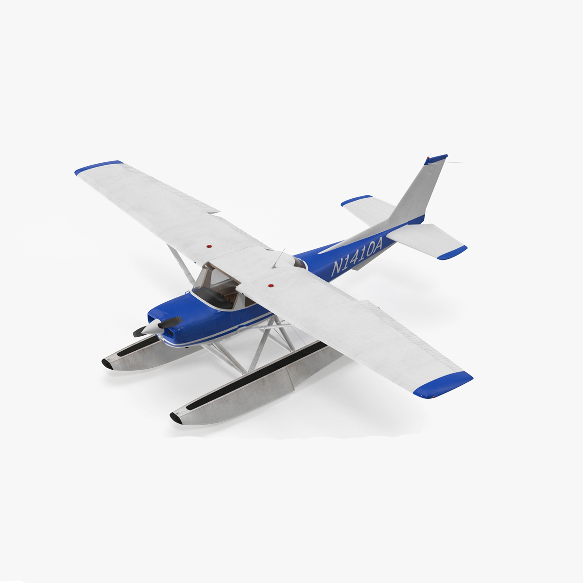 Seaplane with Floats Cessna 150 Rigged for Cinema 4D 3D