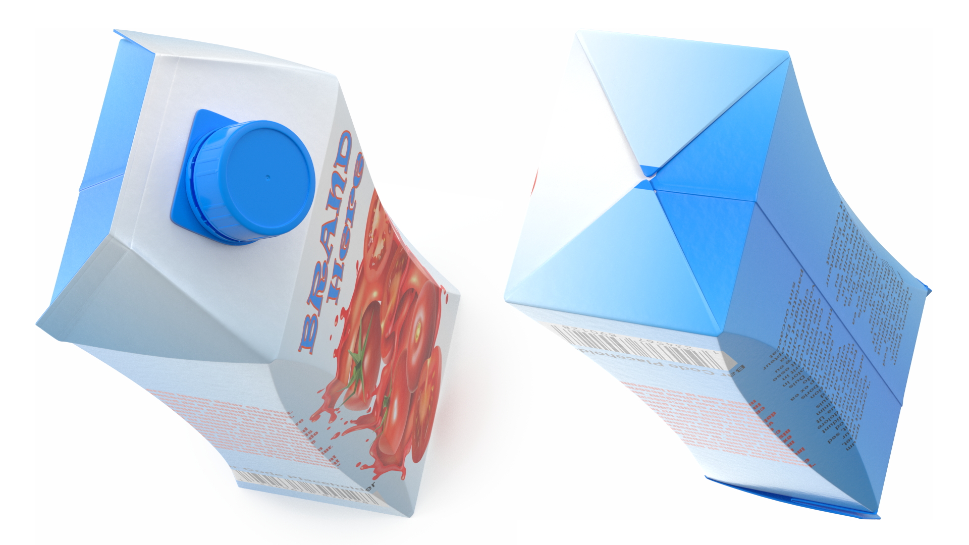 Drink Carton Pack with Screw Cap Mockup Blue 3D model