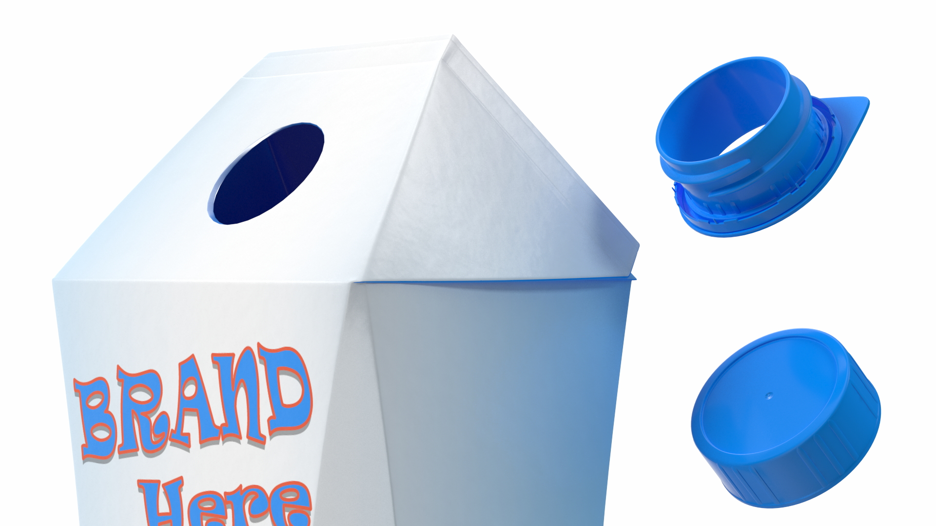 Drink Carton Pack with Screw Cap Mockup Blue 3D model