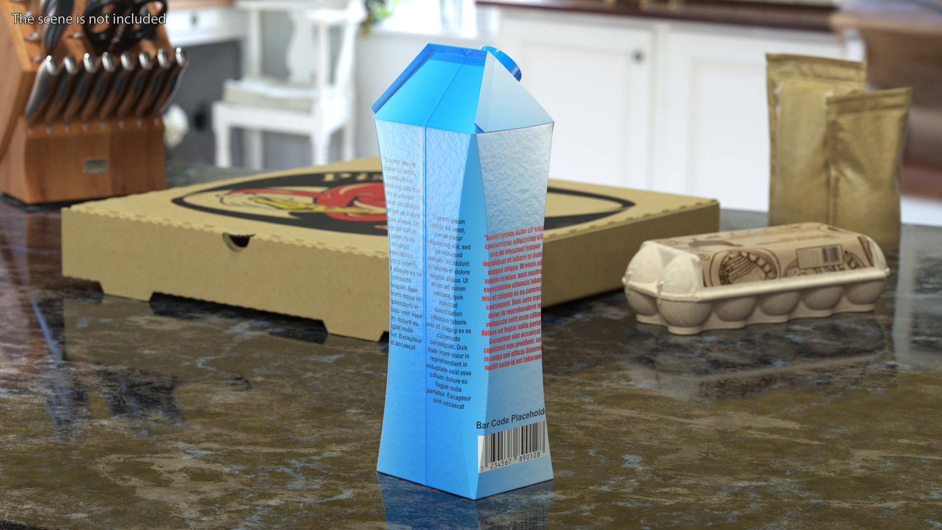 Drink Carton Pack with Screw Cap Mockup Blue 3D model