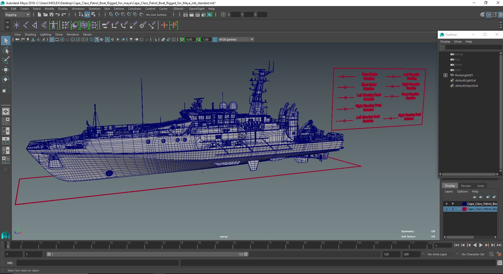 3D Cape Class Patrol Boat Rigged for Maya model