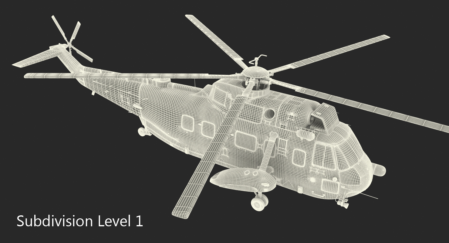 Sikorsky SH 3H Sea King USA Navy Rigged 3D model