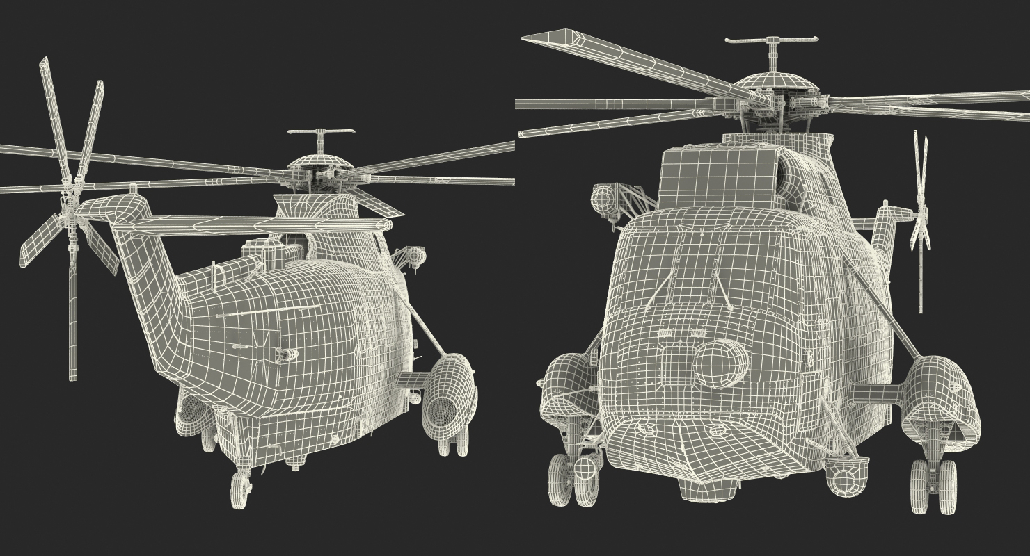 Sikorsky SH 3H Sea King USA Navy Rigged 3D model