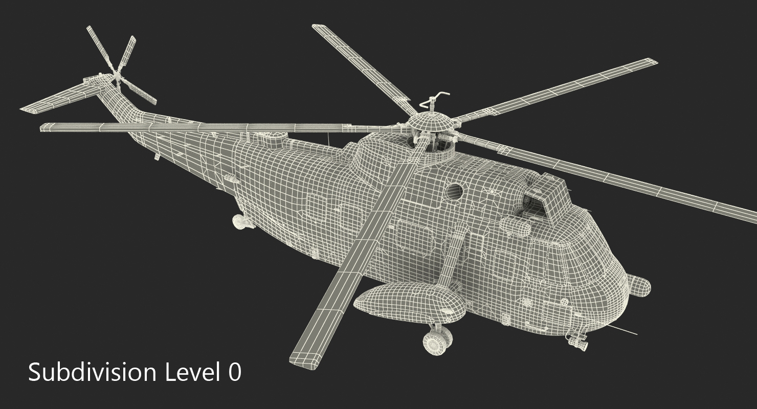 Sikorsky SH 3H Sea King USA Navy Rigged 3D model