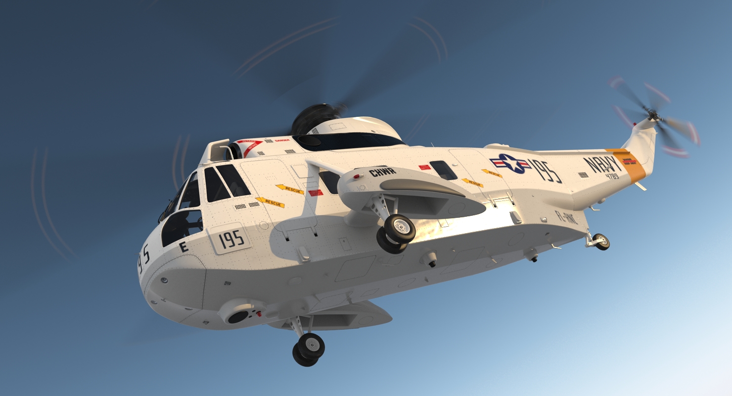 Sikorsky SH 3H Sea King USA Navy Rigged 3D model