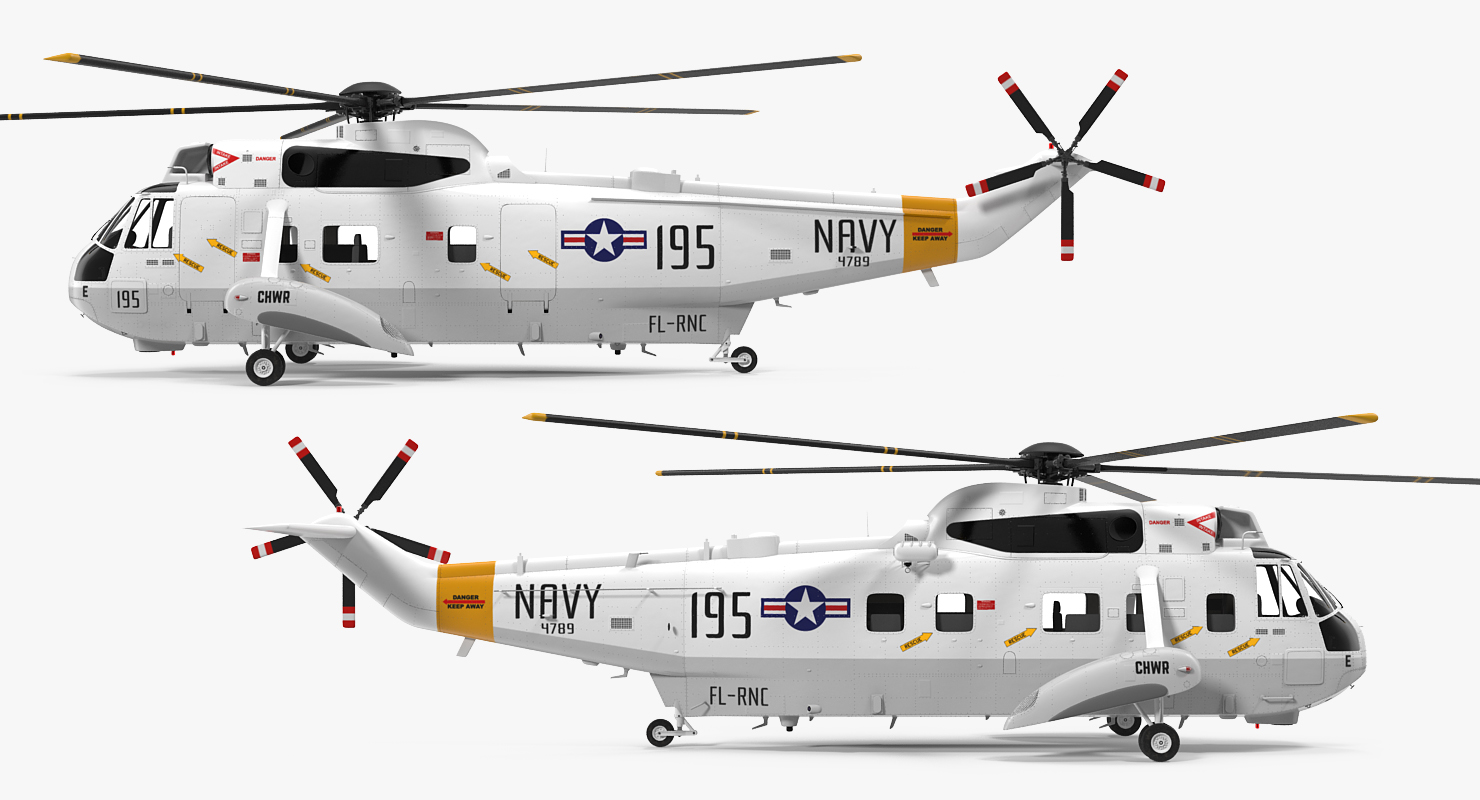 Sikorsky SH 3H Sea King USA Navy Rigged 3D model