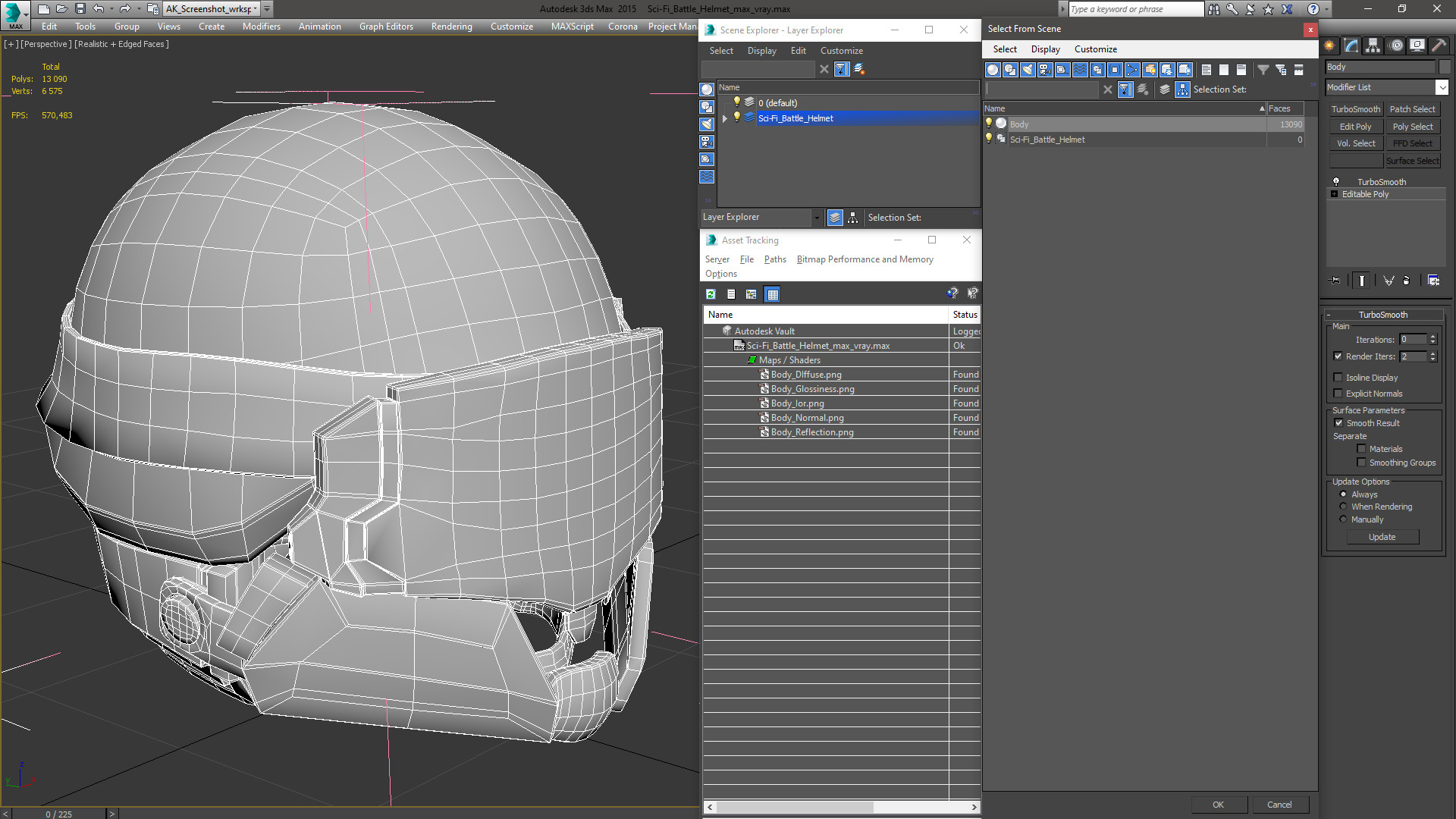 3D model Sci-Fi Battle Helmet