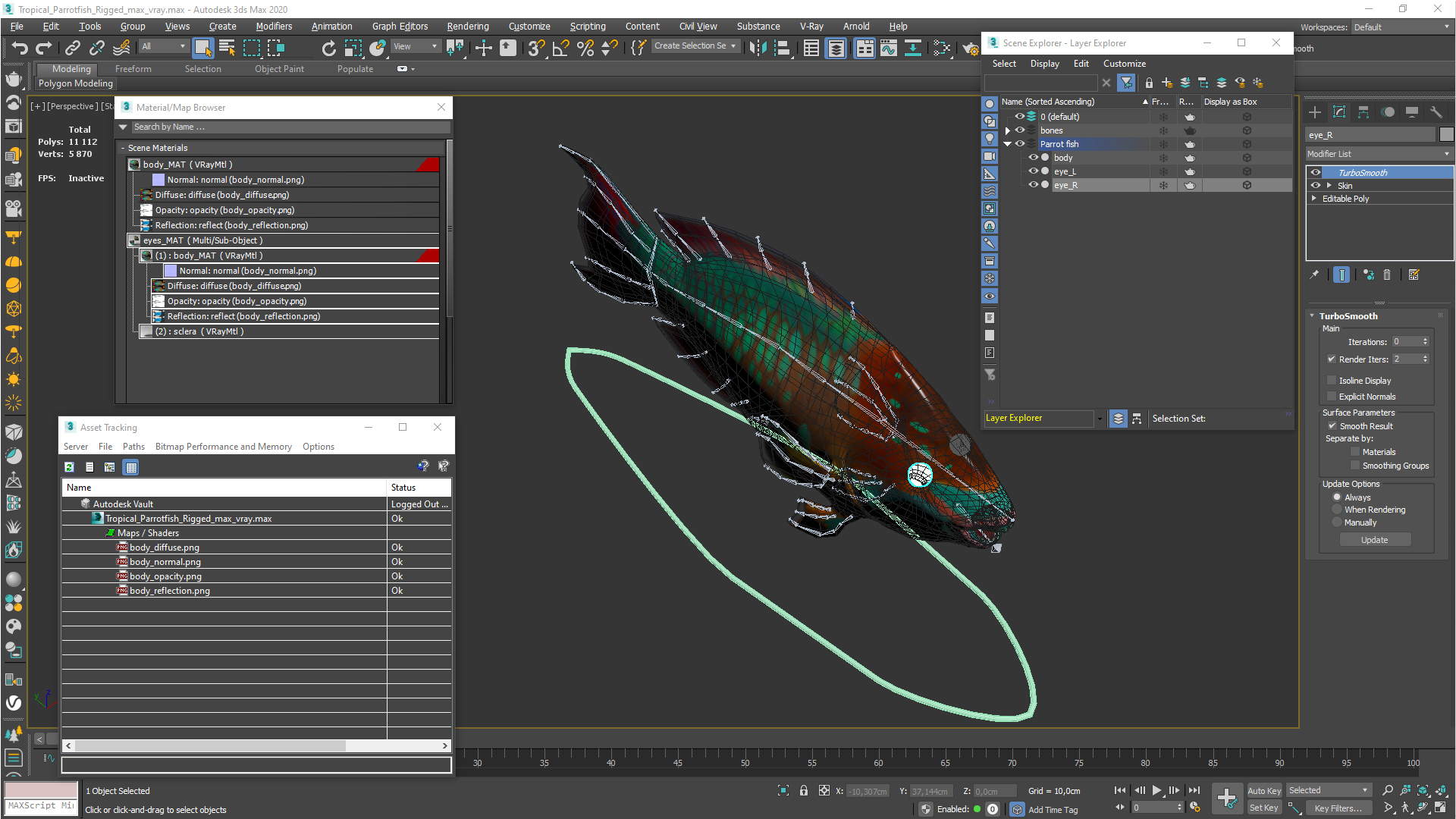 3D Tropical Parrotfish Rigged