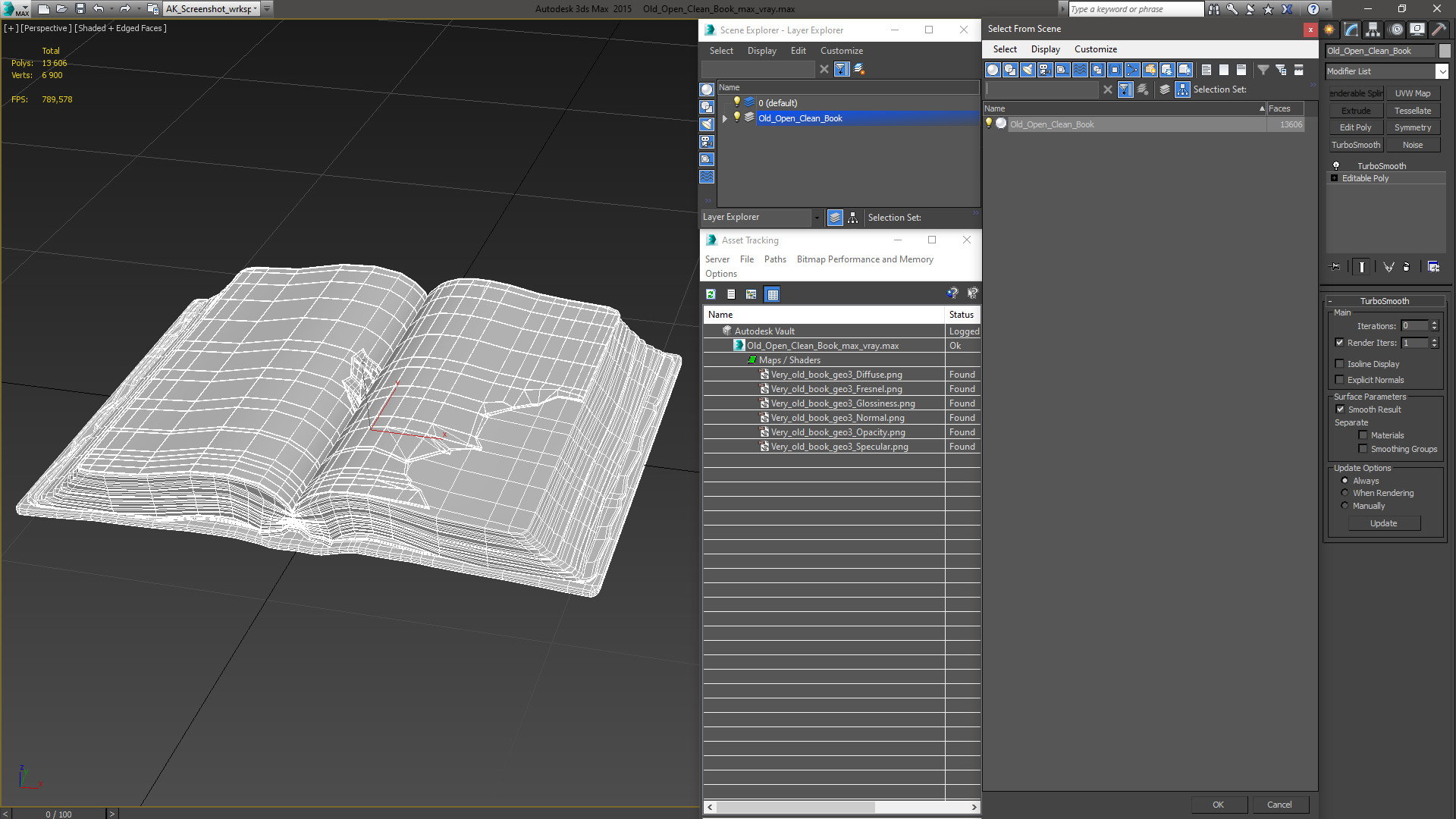 Old Open Clean Book 3D model