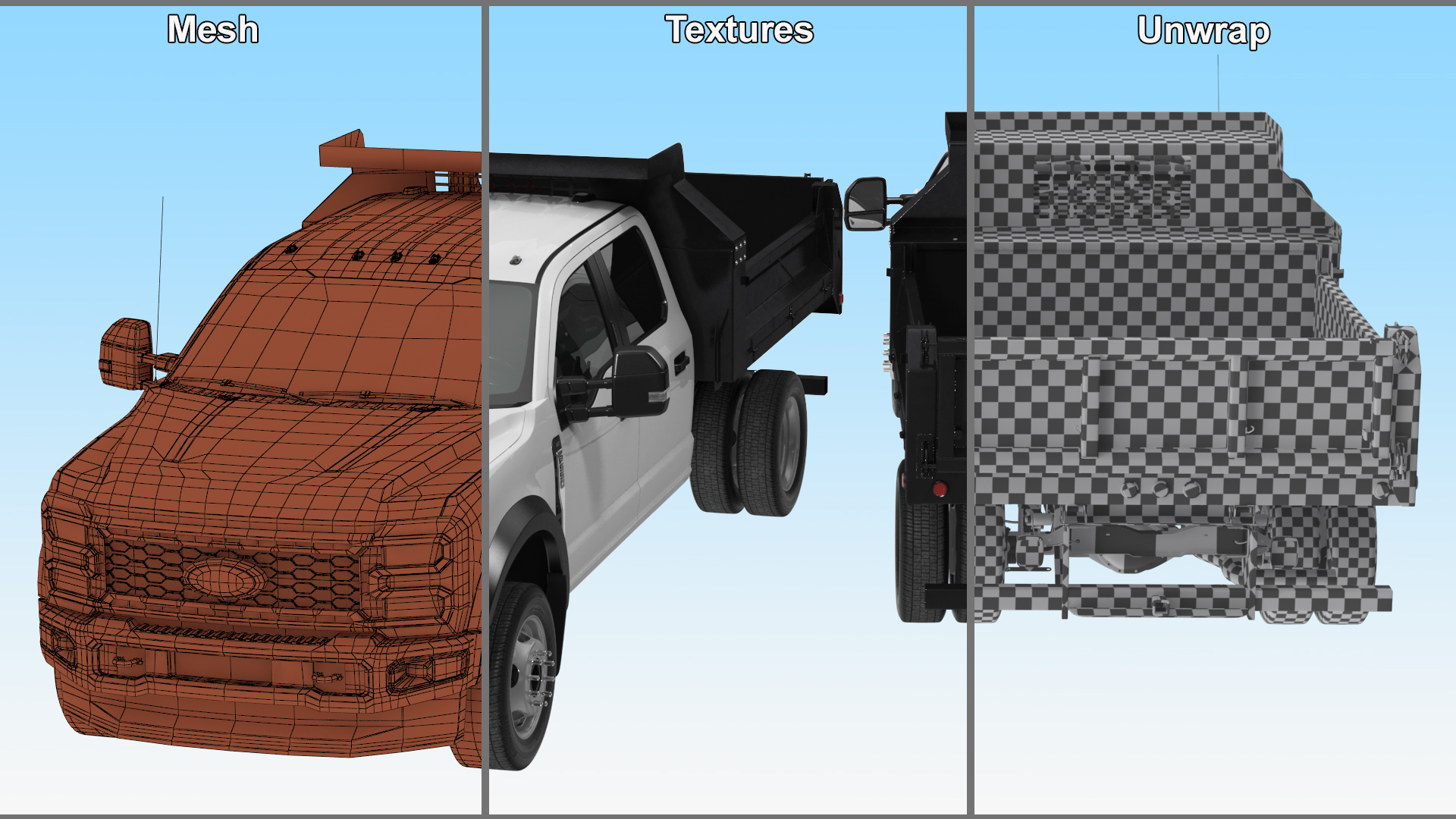 3D Ford F550 Super Duty Black Dump 2023