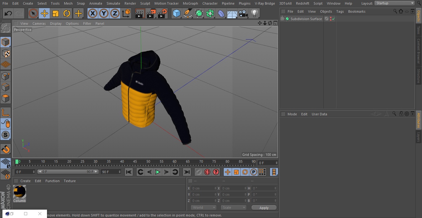 Yellow Columbia Jacket 3D