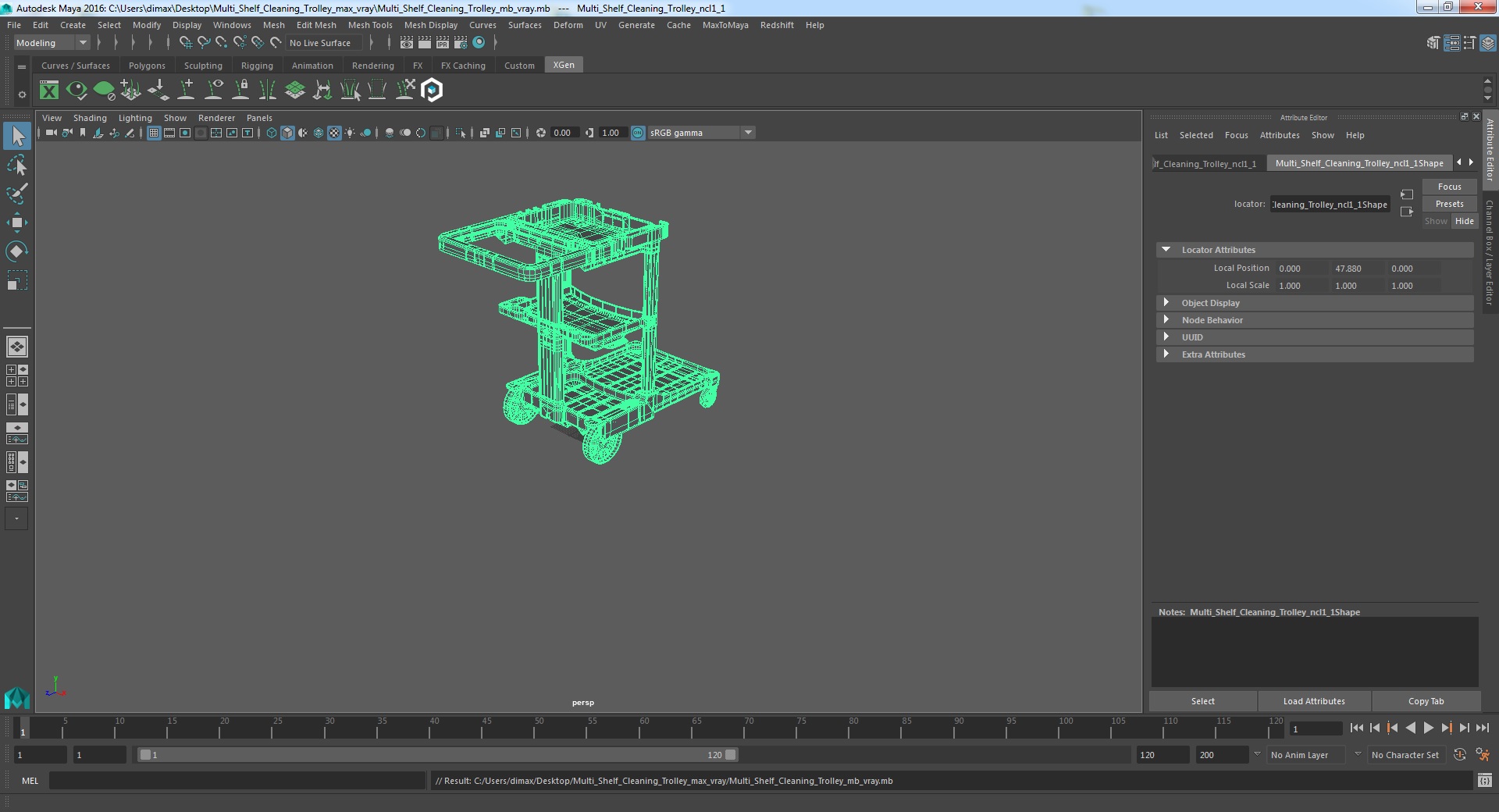 3D Multi Shelf Cleaning Trolley model