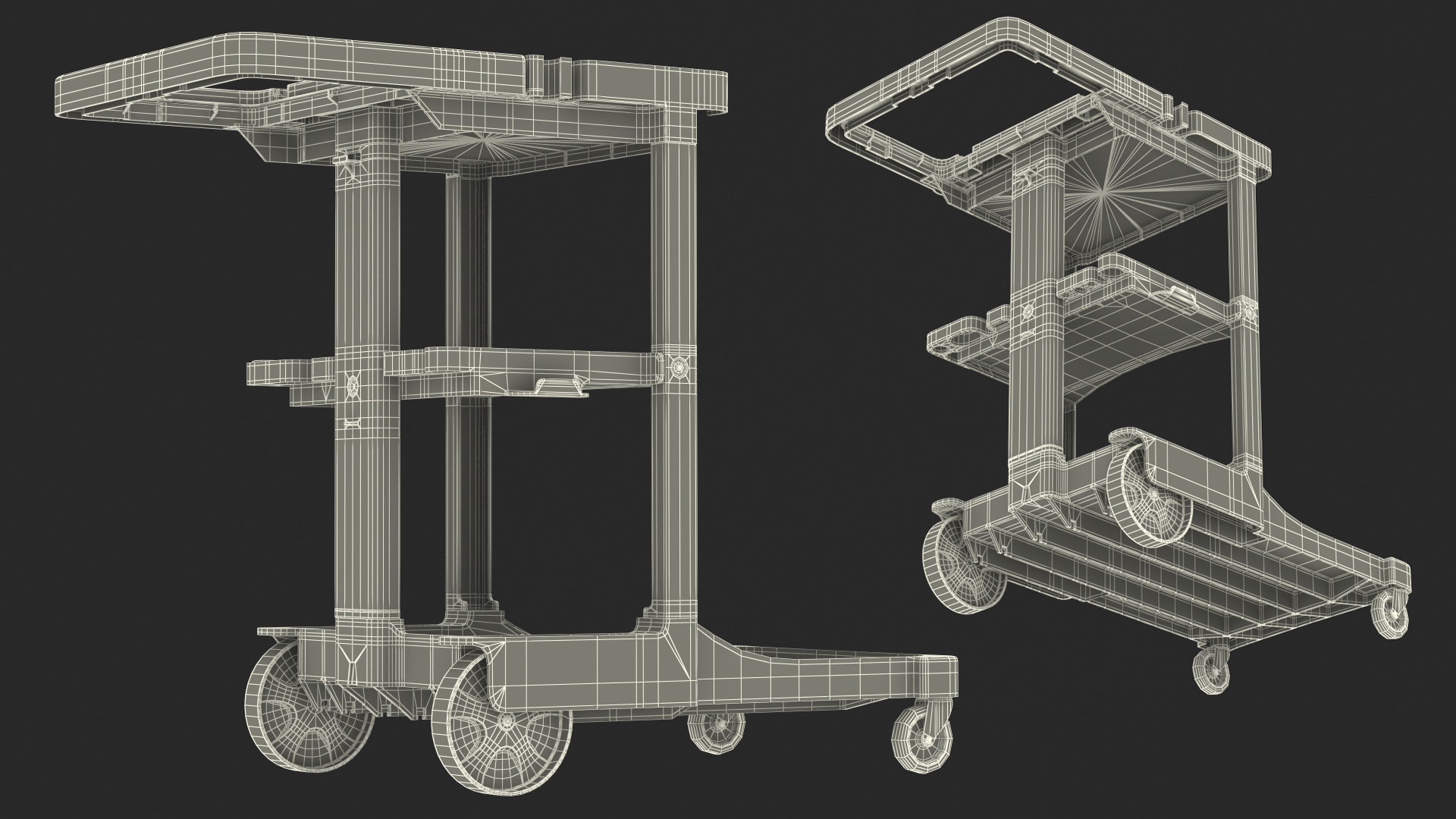 3D Multi Shelf Cleaning Trolley model