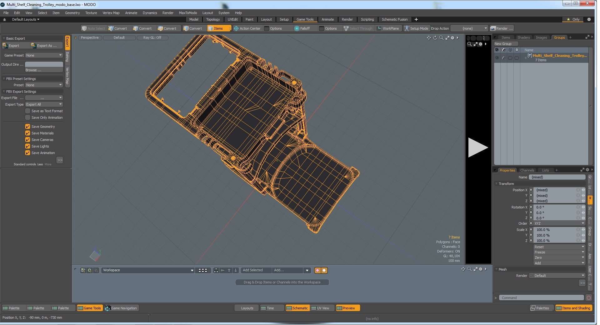 3D Multi Shelf Cleaning Trolley model