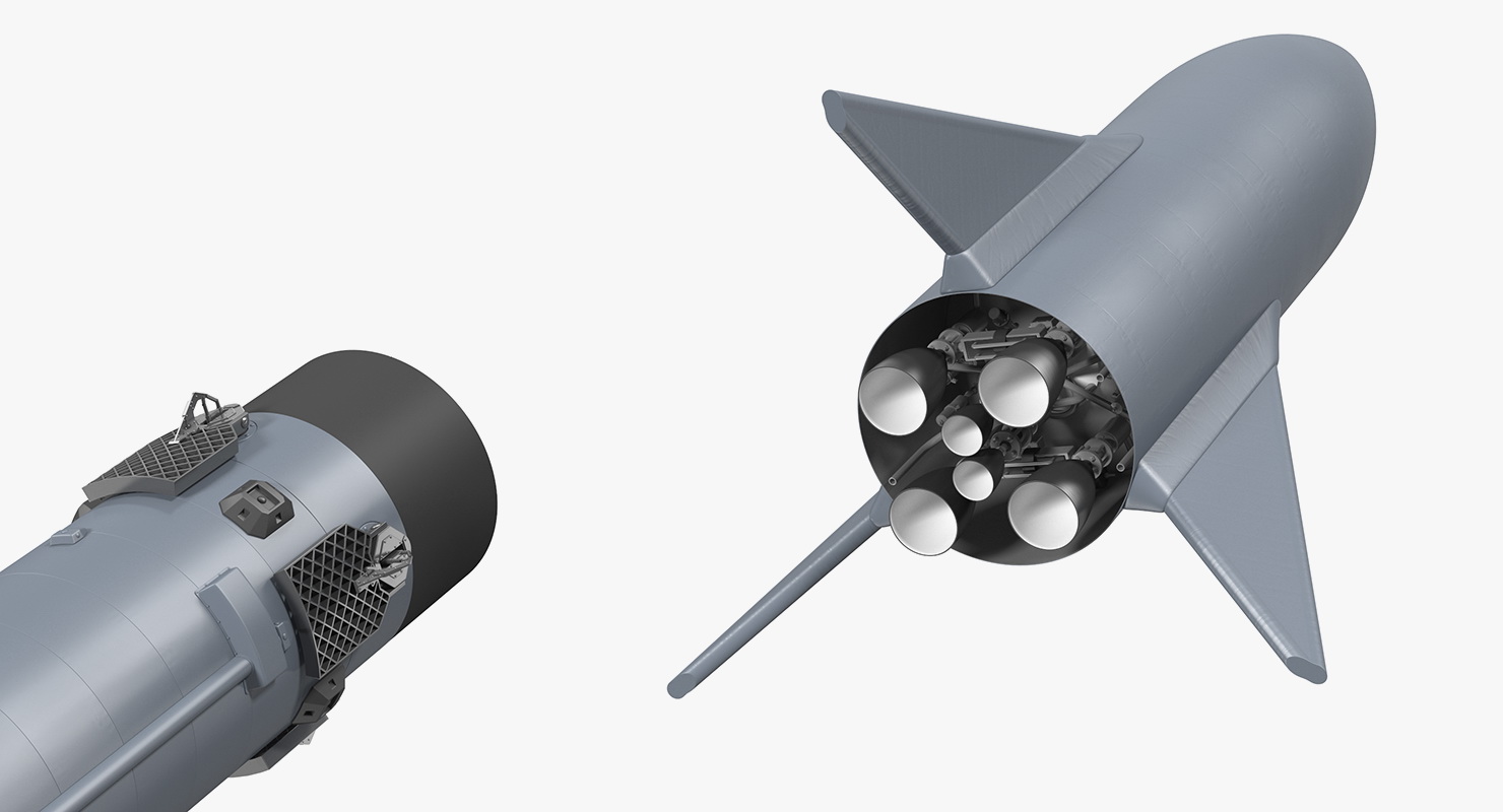 Heavy Starship With Booster 3D