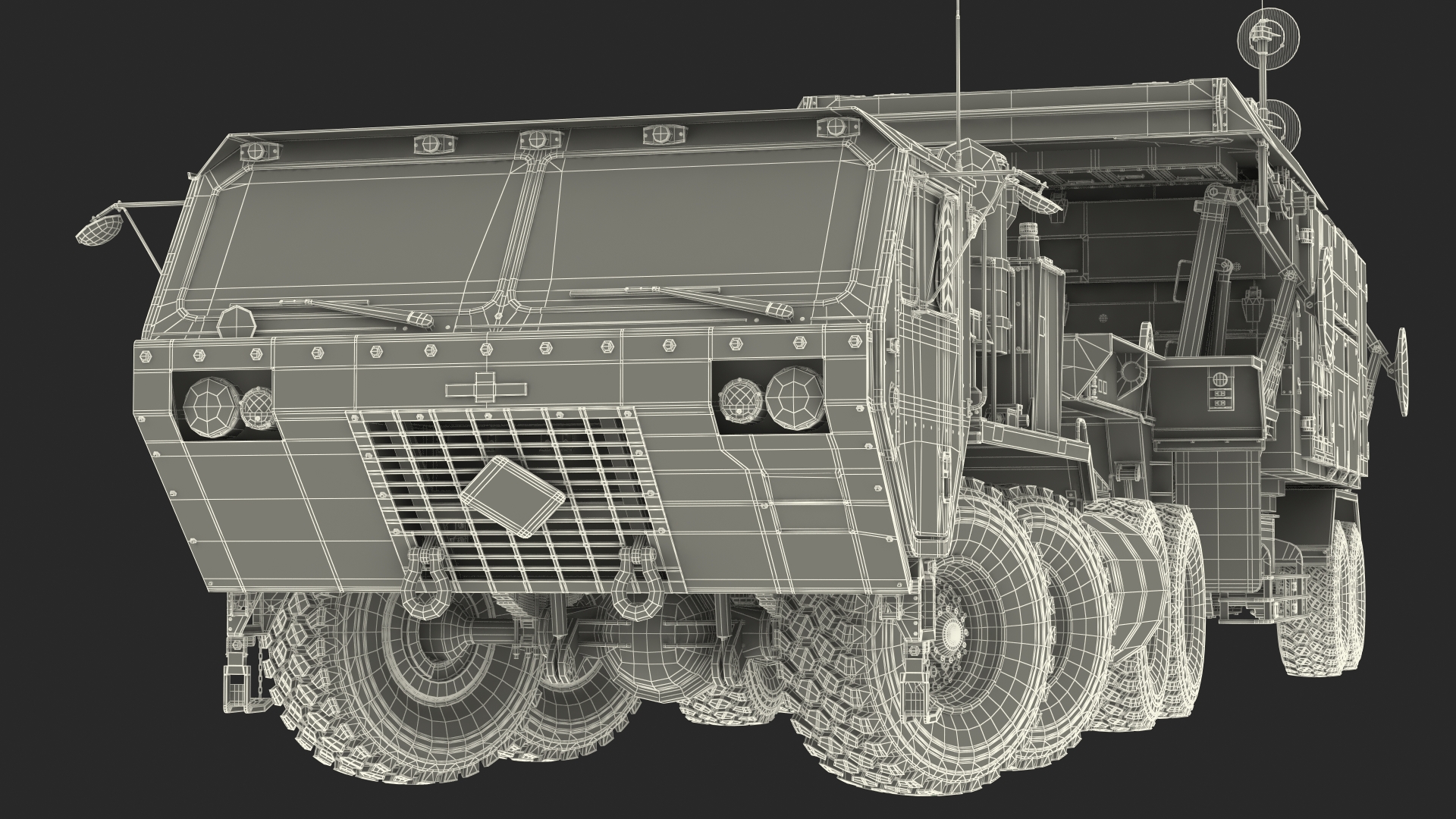 3D HEMTT M985 with AN MPQ53 Radar Camouflage Rigged model