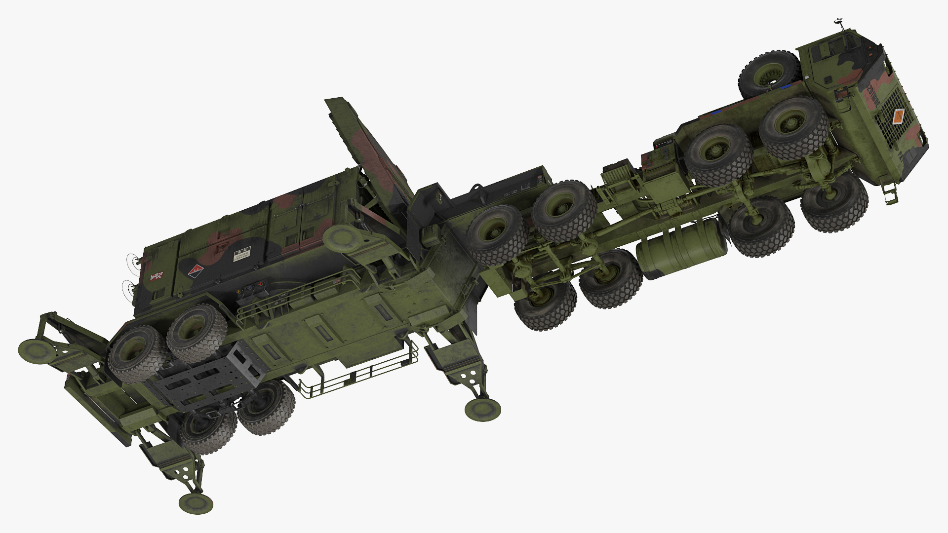 3D HEMTT M985 with AN MPQ53 Radar Camouflage Rigged model