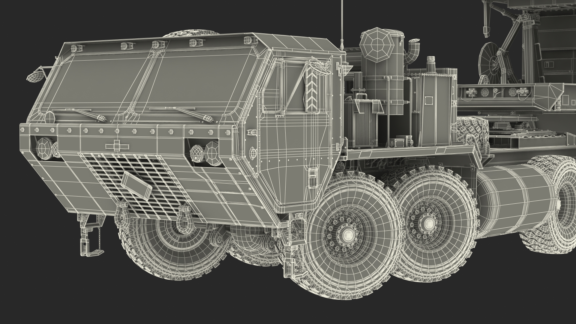 3D HEMTT M985 with AN MPQ53 Radar Camouflage Rigged model