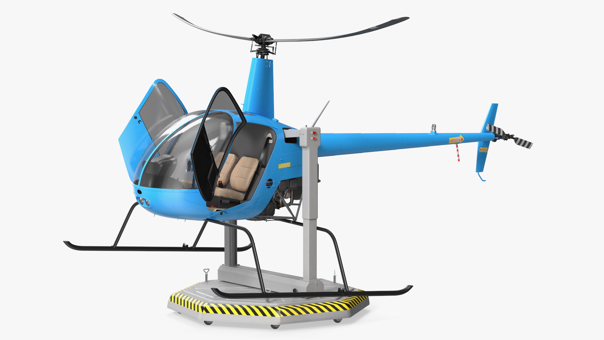 Small Helicopter Training Machine Blue Rigged for Cinema 4D 3D model