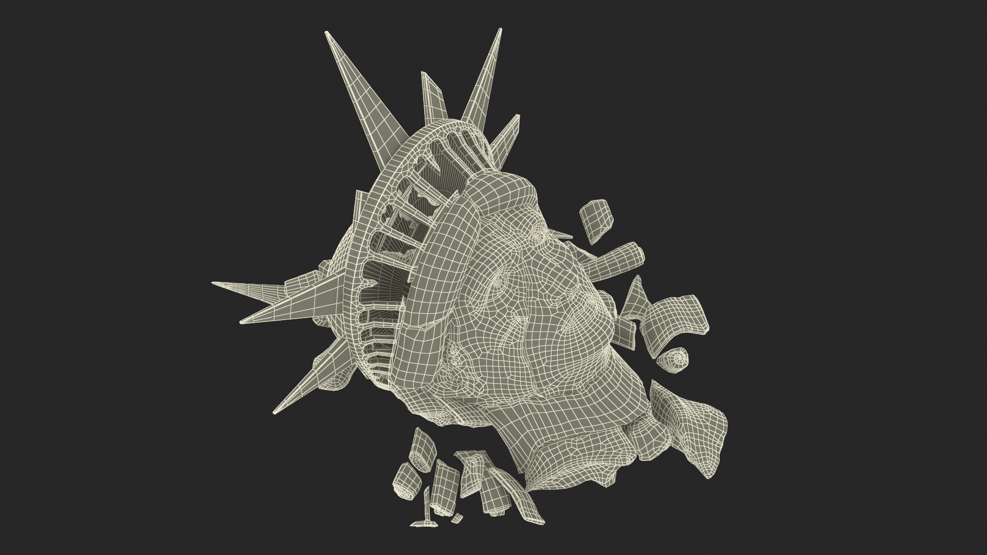 Broken head of Statue of Liberty 3D