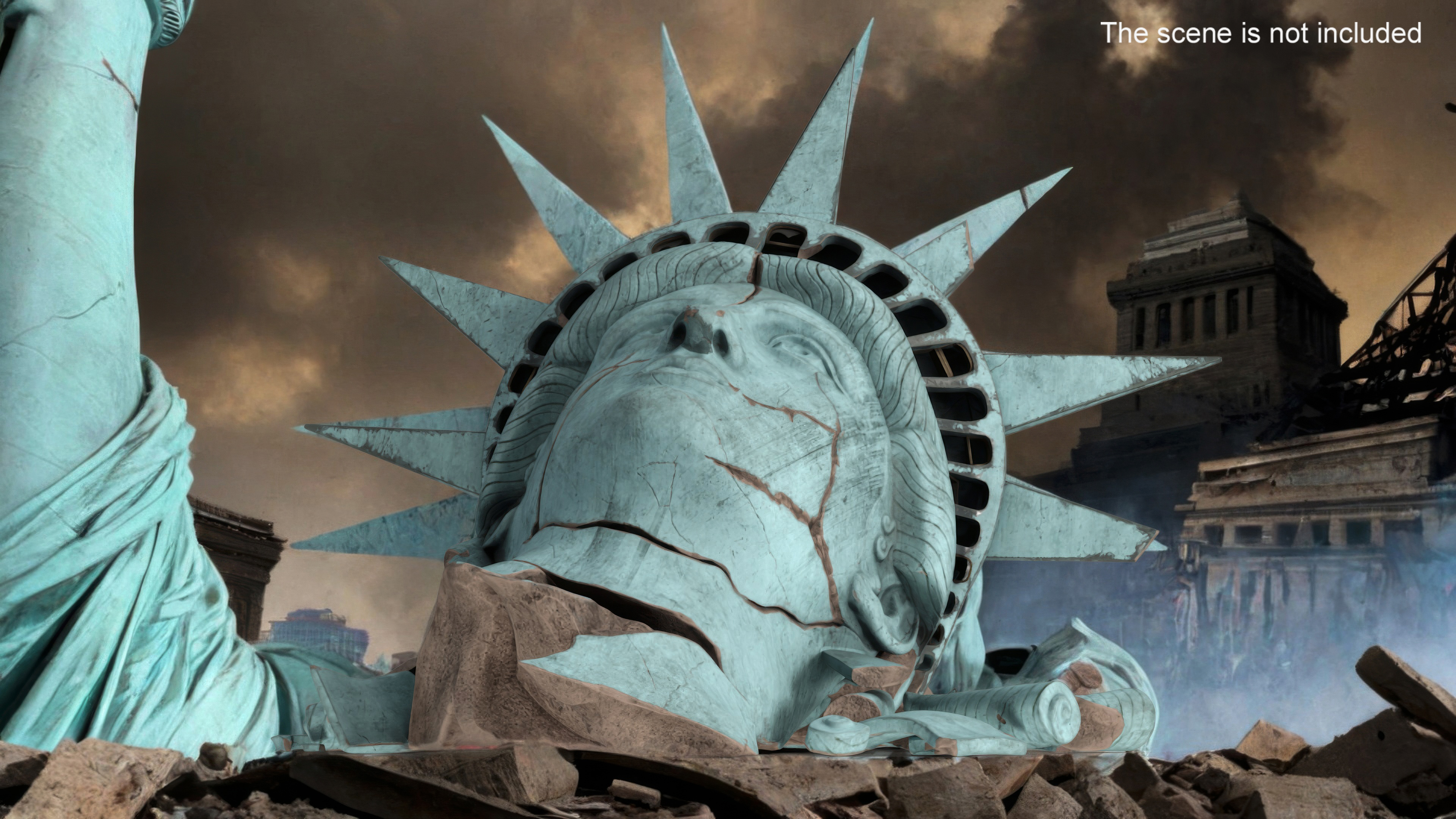 Broken head of Statue of Liberty 3D