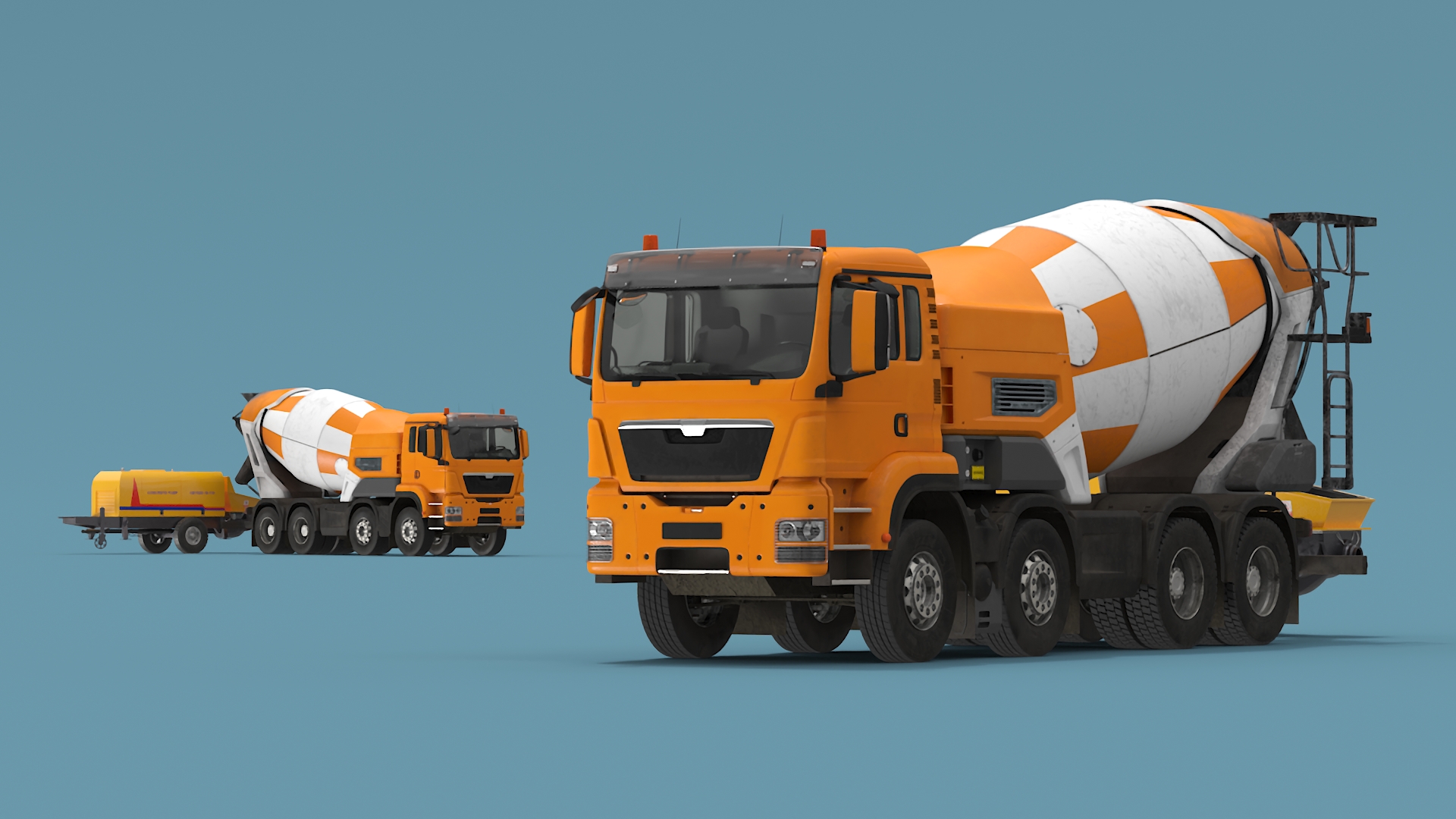 Concrete Pump and Mixer Truck 3D model