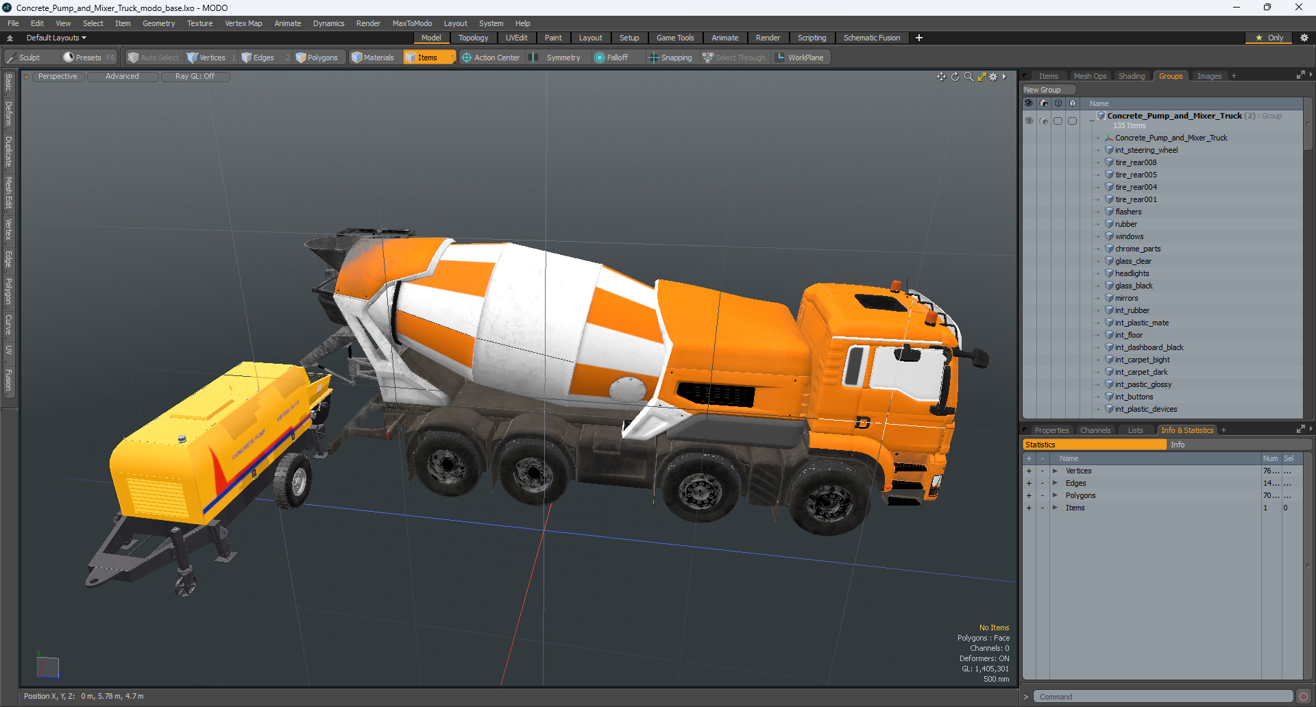 Concrete Pump and Mixer Truck 3D model