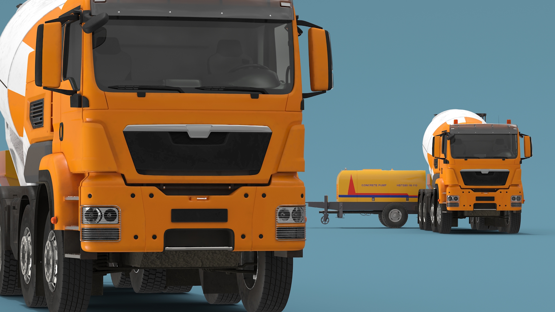 Concrete Pump and Mixer Truck 3D model