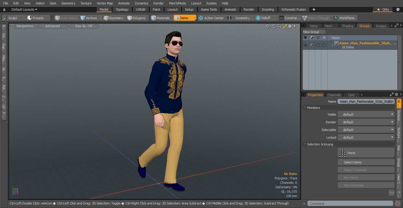 3D model Asian Man Fashionable Style Walking Pose