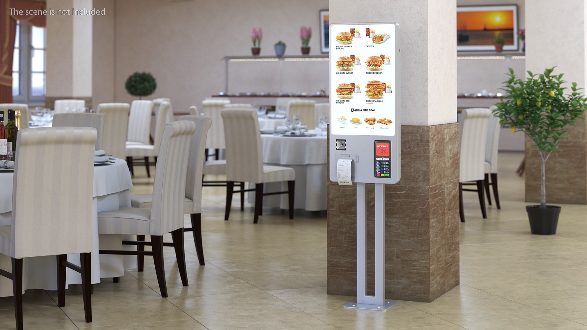 3D Restaurant Self Ordering Touch Kiosk