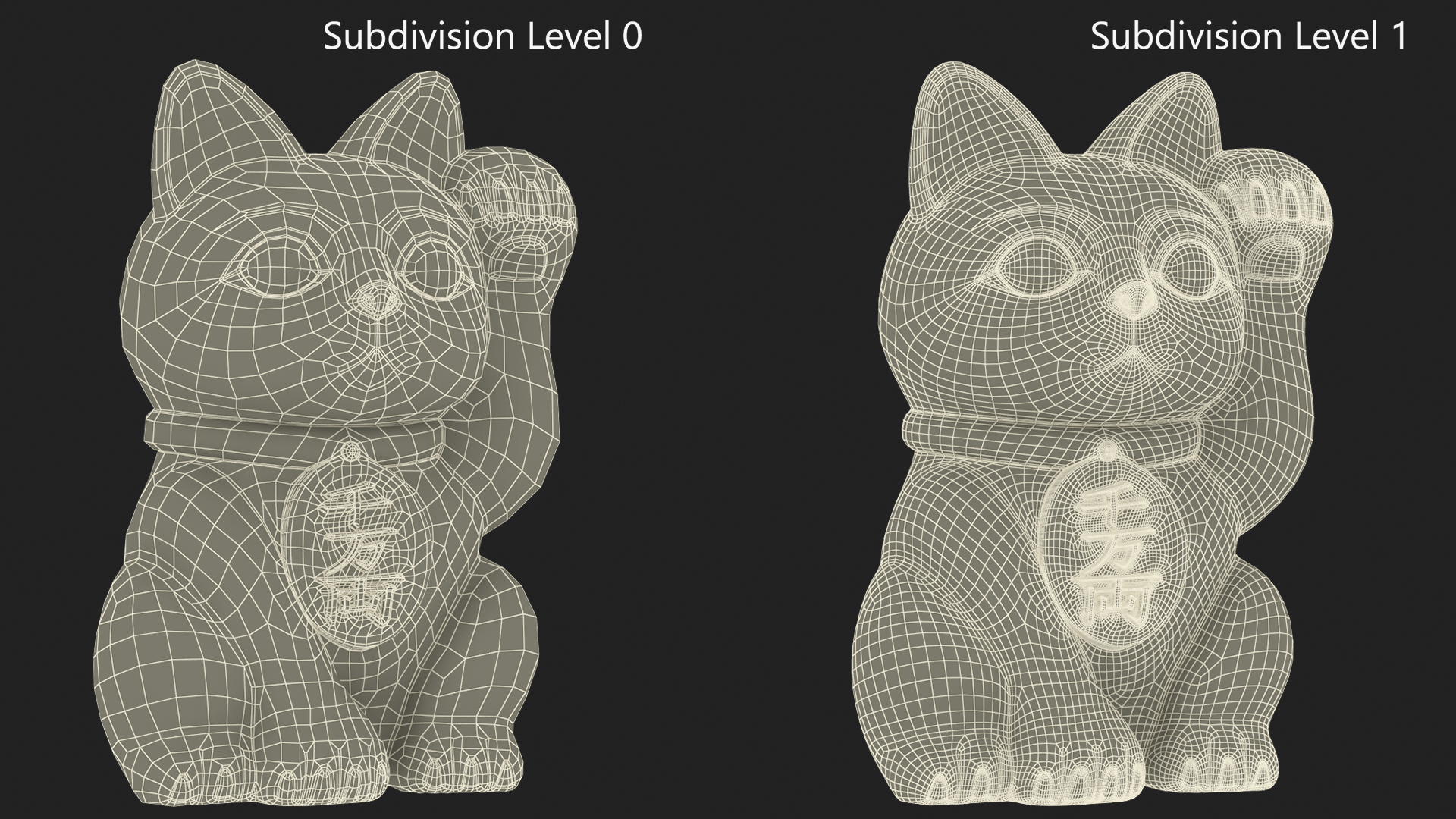 Traditional Japanese Maneki Neko Lucky Cat 3D